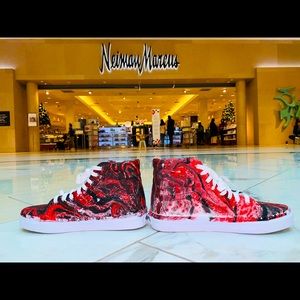 Get ready to rock the with “Vans from Mars” carefully hydro dipped white vans!